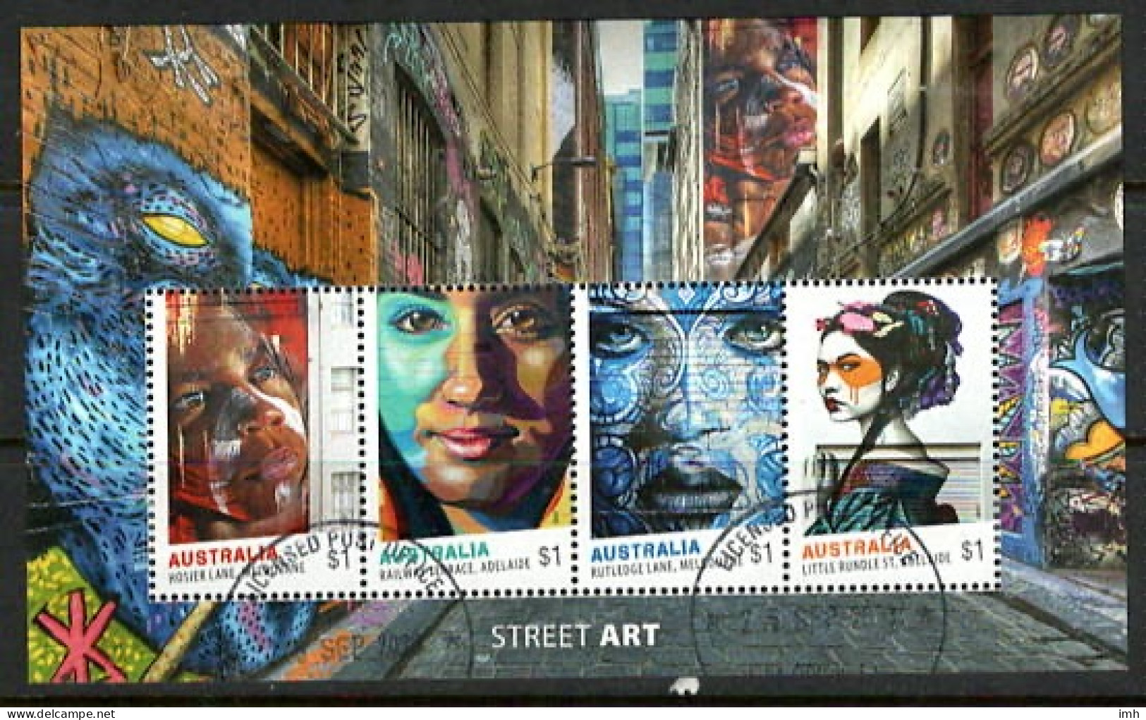 2017  Australia.  Street Art Complete Set In A Miniature Sheet.  Fine Used. - Blocks & Sheetlets