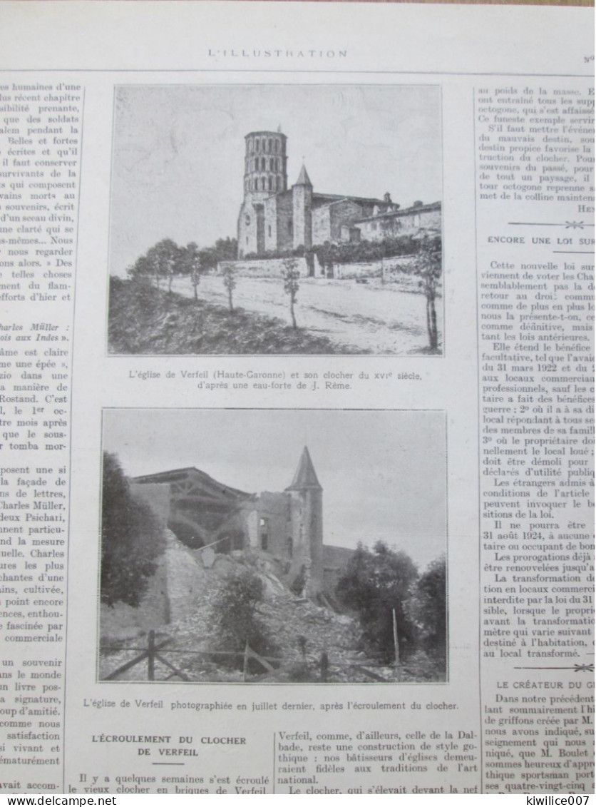 1924  EGLISE DE VERFEIL  HAUTE GARONNE   Ecroulement Du Clocher - Unclassified