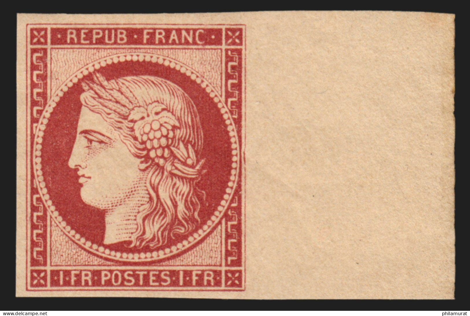 N°6, Cérès 1fr Carmin, Réimpression De 1862, Neuf * - SUPERBE - Certificat - 1849-1850 Ceres