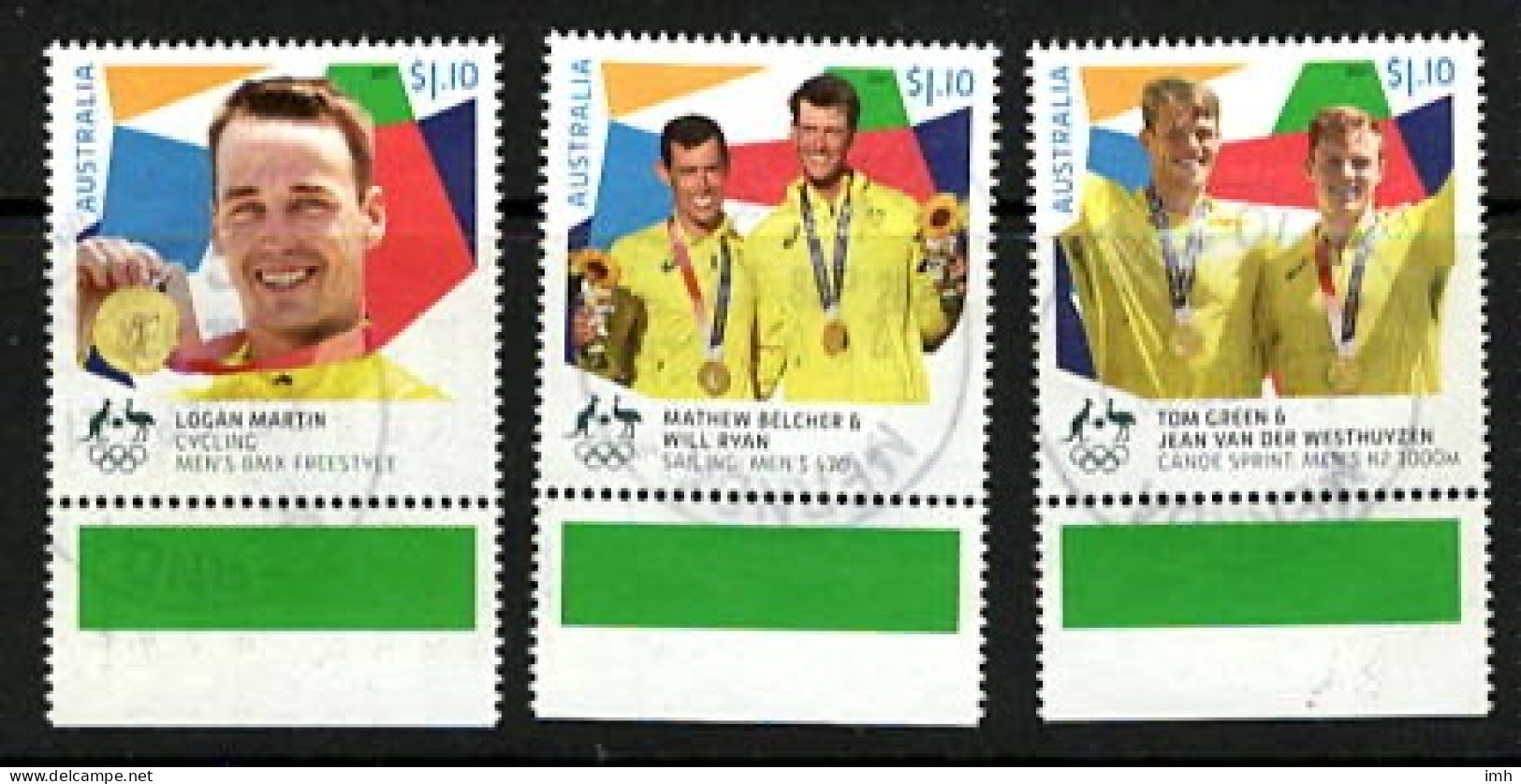 2021  Australia.   Olympics, Three Values, Gold Medals. Fine Used. - Gebraucht