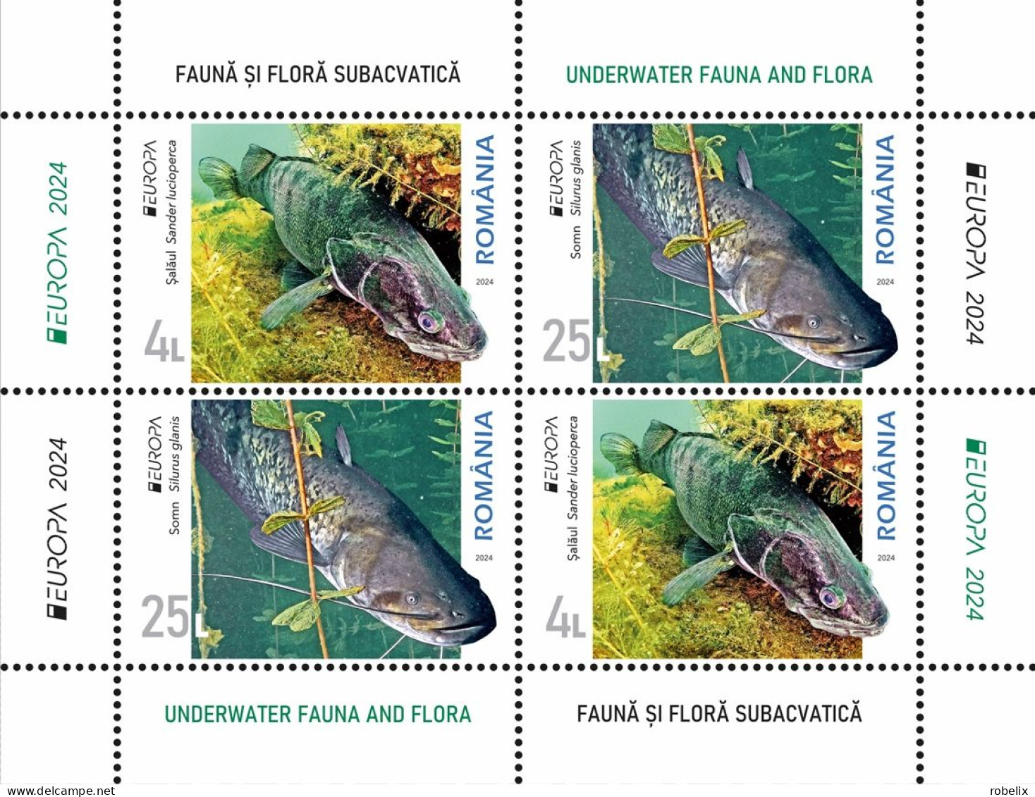 ROMANIA 2024 - Europa CEPT - Underwater Fauna & Flora  S/S - Block Of 4 Stamps (2 Sets) Model 1  MNH** - 2024