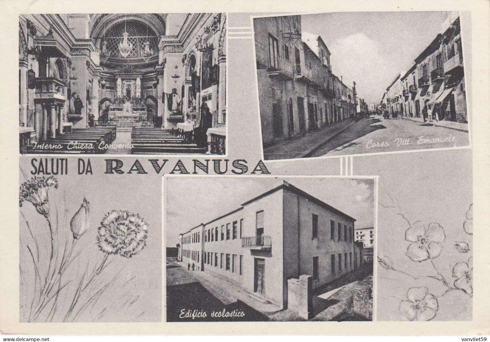 RAVANUSA-AGRIGENTO-SALUTI DA..-MULTIVEDUTE- CARTOLINA NON VIAGGIATA -DATATA 31-1-1966-MA DI PRODUZIONE ANTECEDENTE-1940- - Agrigento