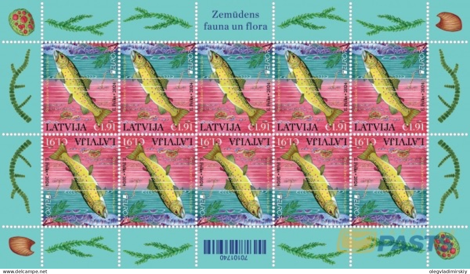 Latvia Lettland Lettonie 2024 Europa CEPT Underwater Flora And Fauna Fish Plant Set Of 2 Sheetlets MNH - Poissons