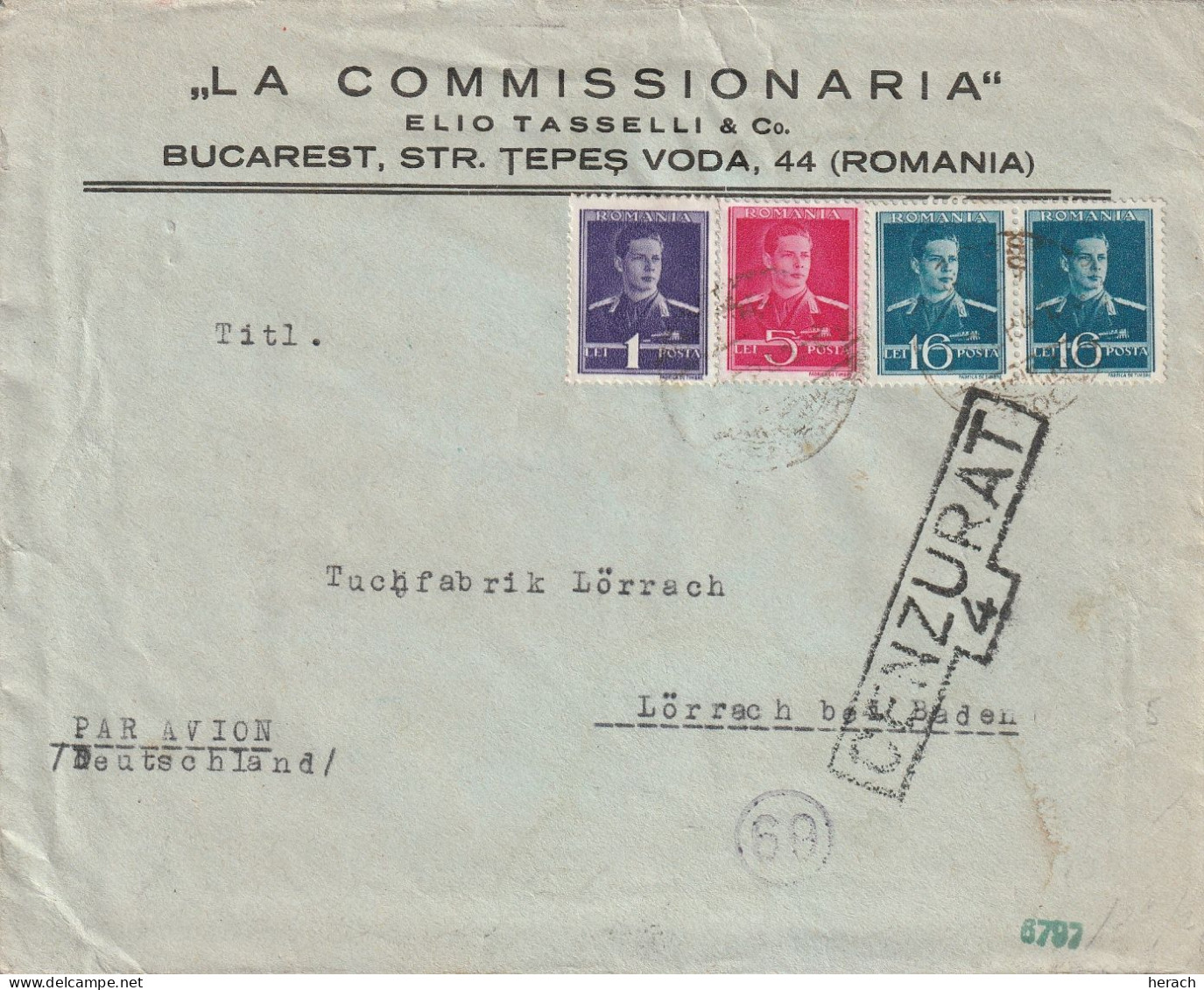 Roumanie Lettre Censurée Pour L'Allemagne - 2. Weltkrieg (Briefe)