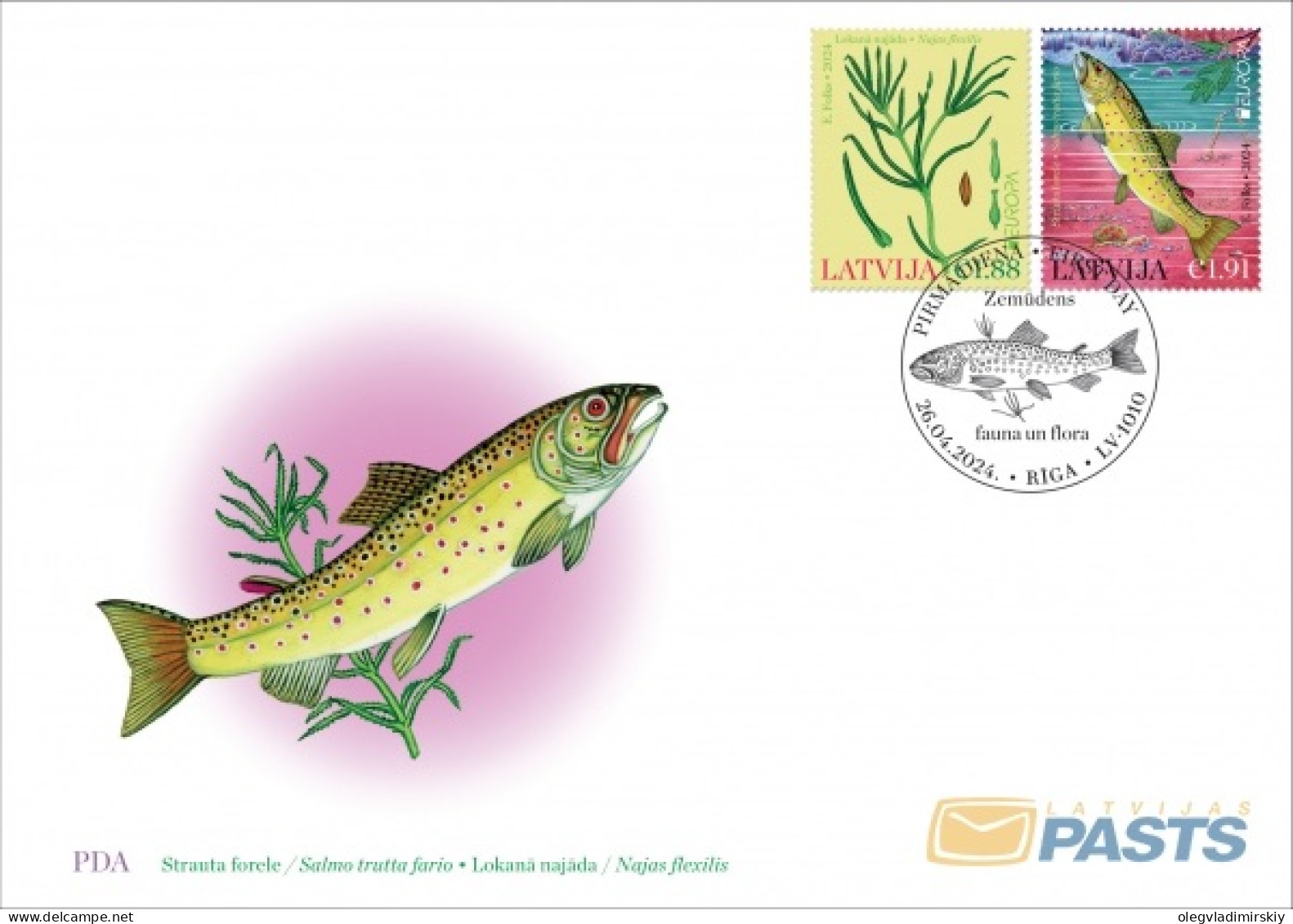 Latvia Lettland Lettonie 2024 Europa CEPT Underwater Flora And Fauna Fish Plant FDC - Fische