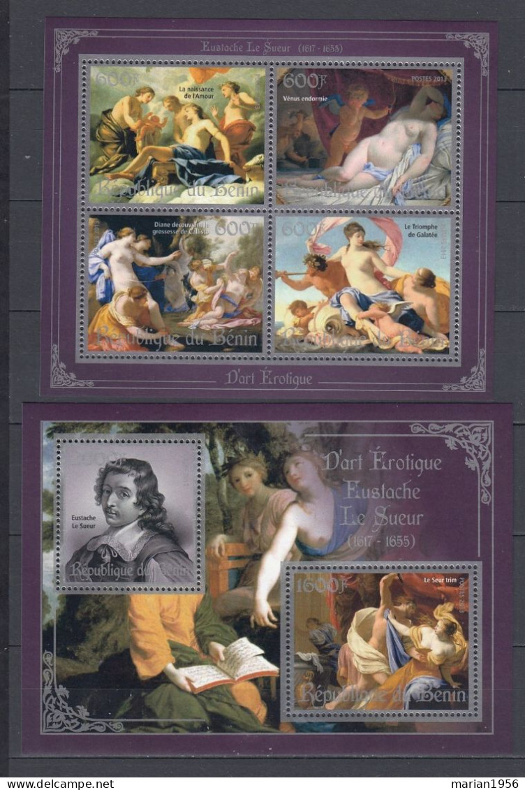 Benin 2013 - Peinture - D'art Erotique - EUSTACHE LE SUEUR - BL + BF  - MNH - Naakt