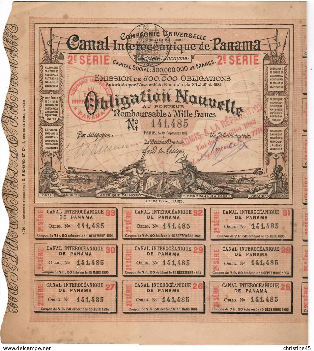 ACTION  CANAL INTERROCEANIQUE DE PANAMA  2 Eme SERIE 1887 - Andere & Zonder Classificatie
