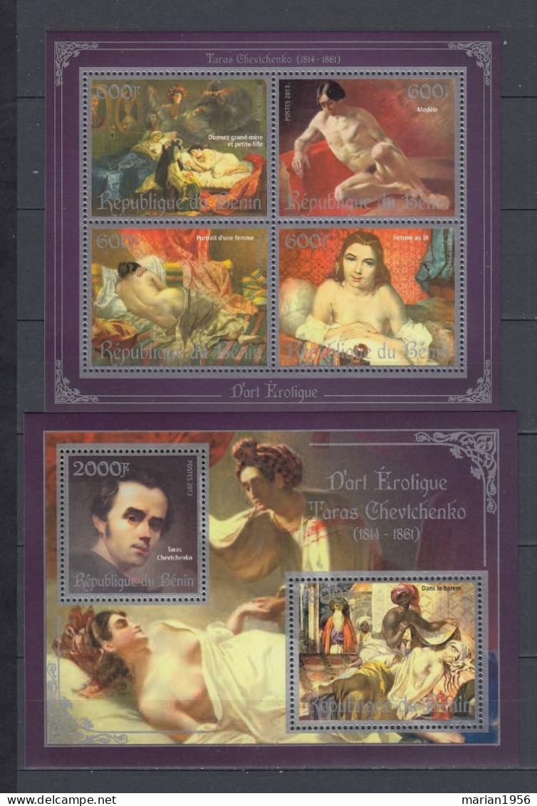 Benin 2013 - Peinture - D'art Erotique - TARAS CHEVTCHENKO - BL + BF  - MNH - Aktmalerei