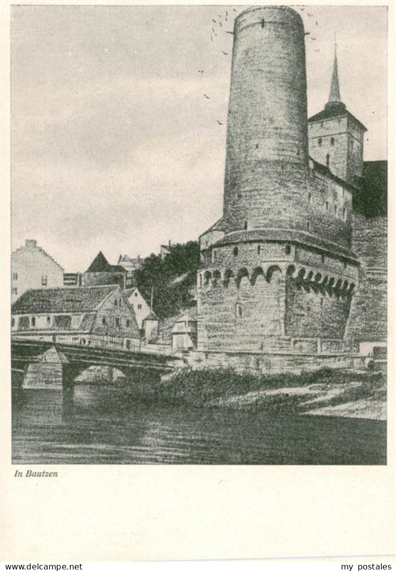 73888201 Bautzen Burgwasserturm Kuenstlerkarte Bautzen - Bautzen