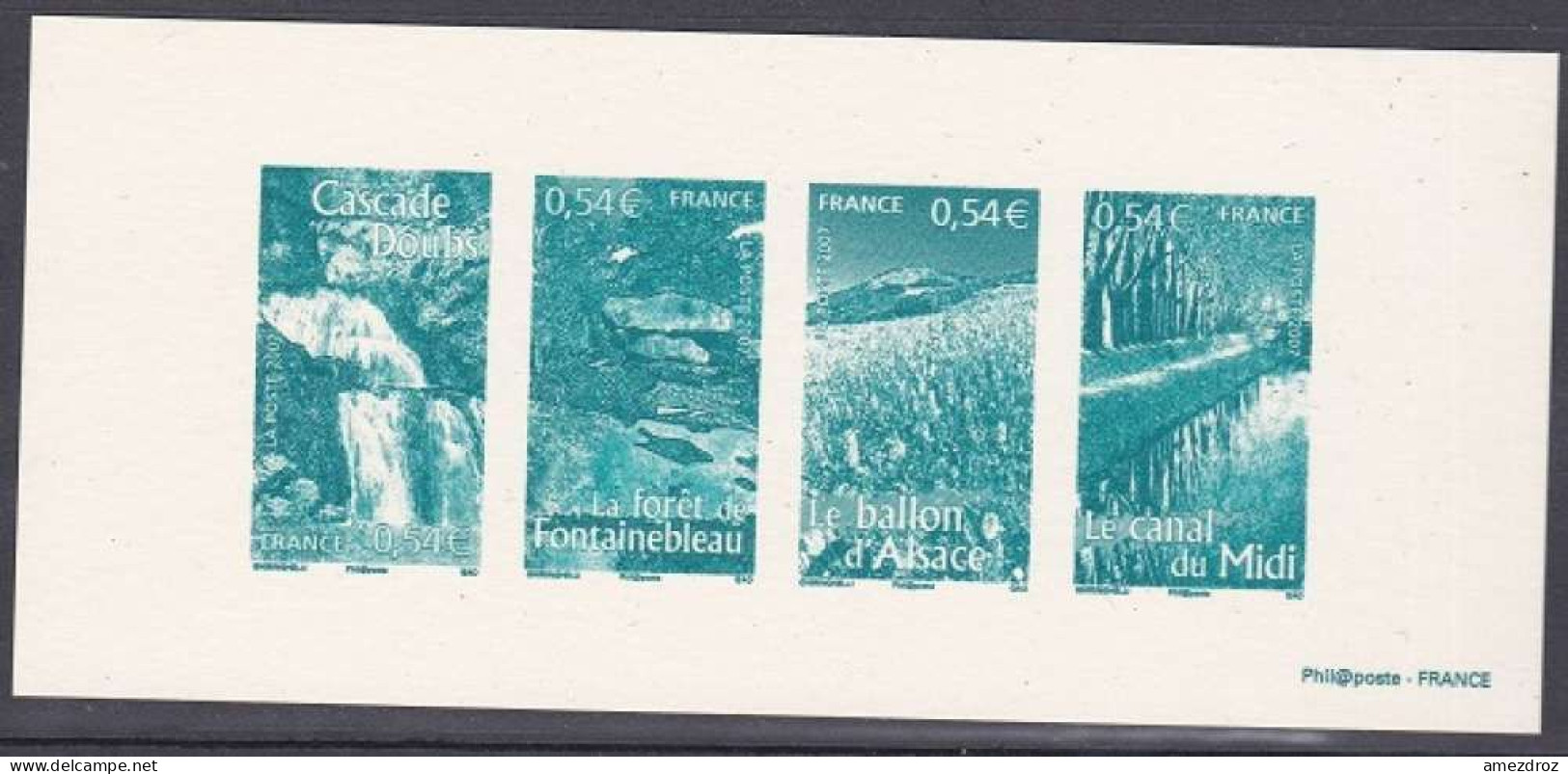 France Gravure Officielle - Cascade - Fontainebleau - Ballon D'Alsace - Canal Du Midi (4) - Documentos Del Correo