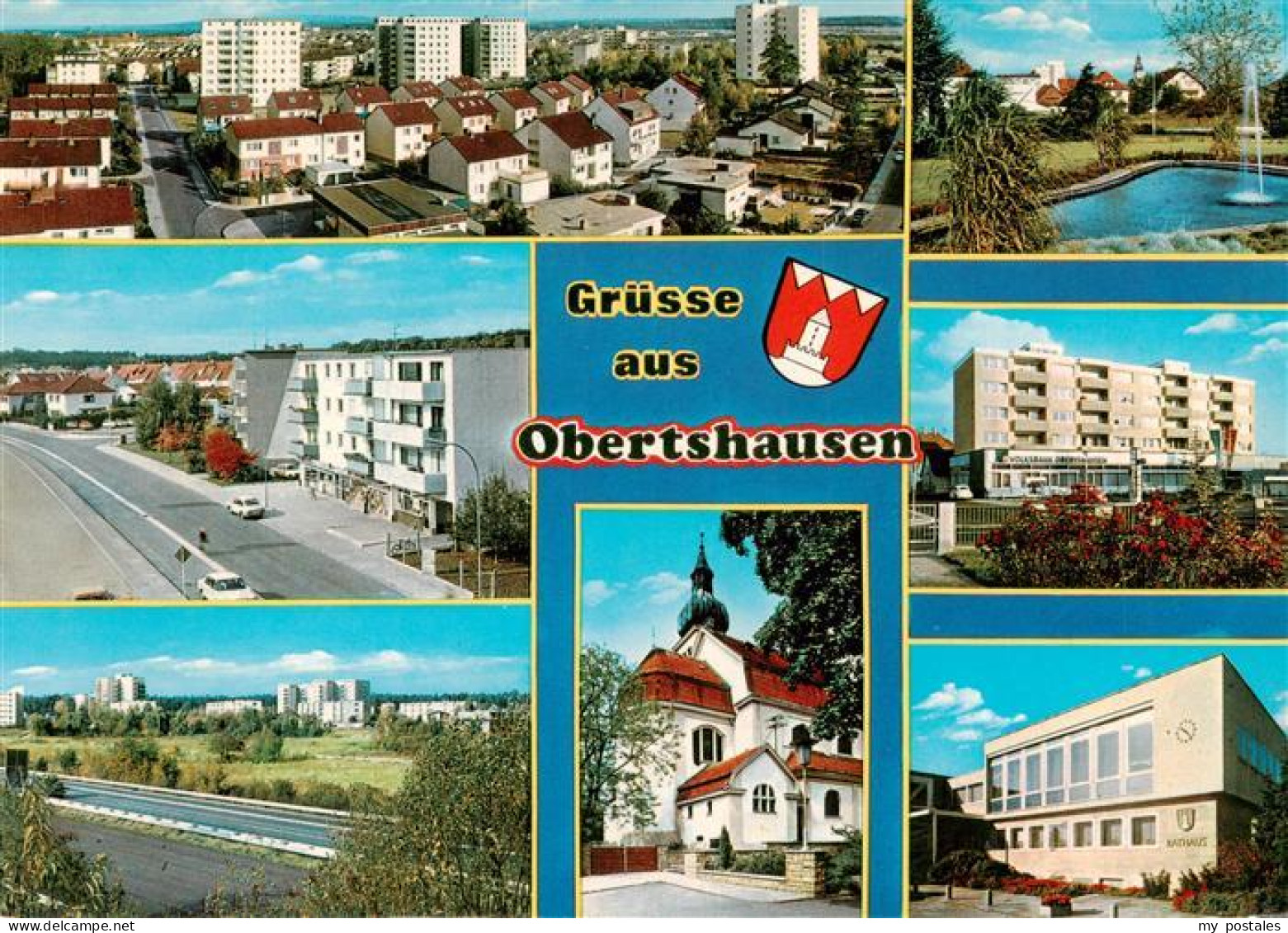 73888198 Obertshausen Teilansichten Hochhaeuser Kirche Rathaus Obertshausen - Obertshausen