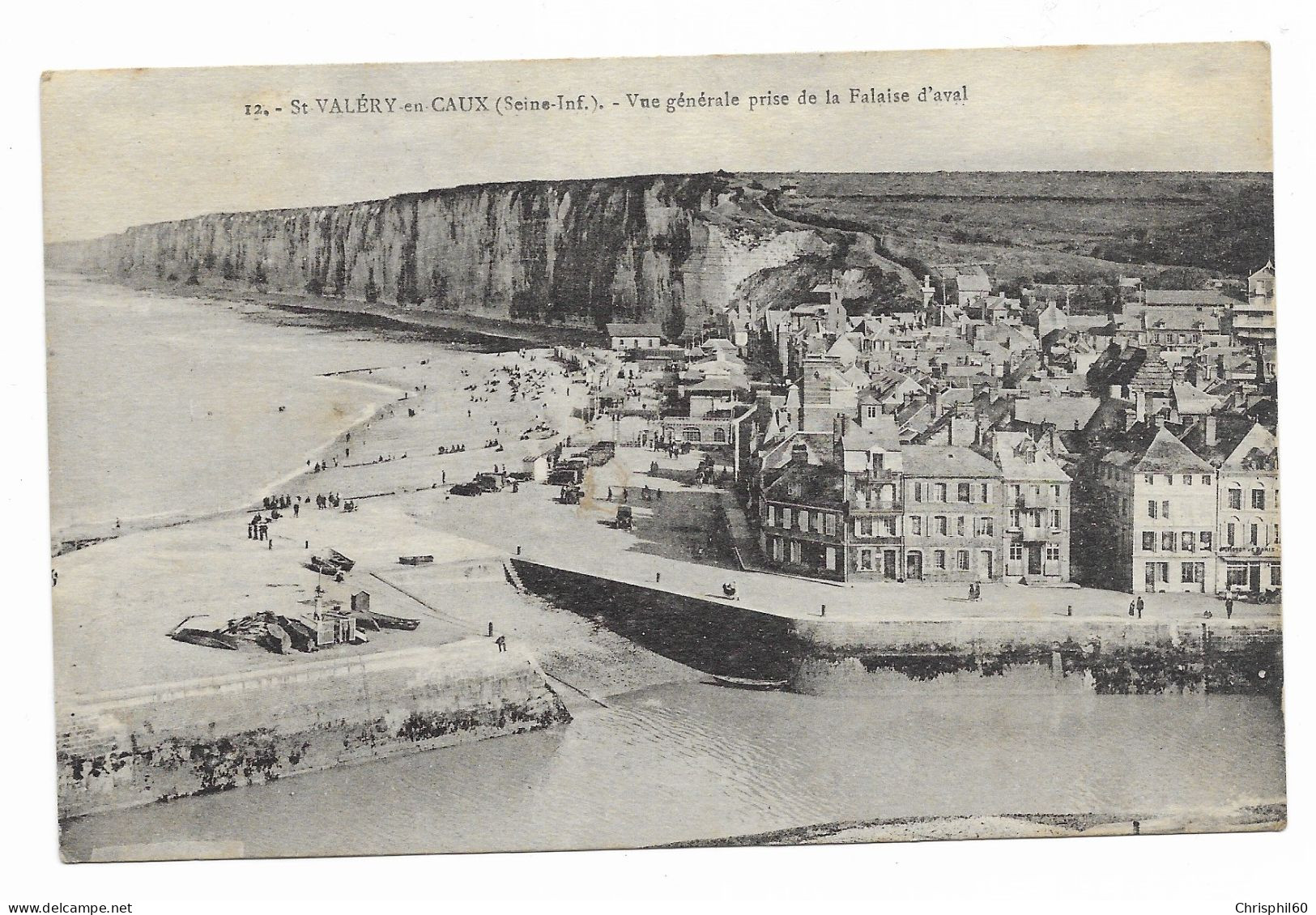 CPA Circulée En 1925 - ST-VALERY-EN-CAUX - Vue Générale Prise De La Falaise D'aval - - Saint Valery En Caux