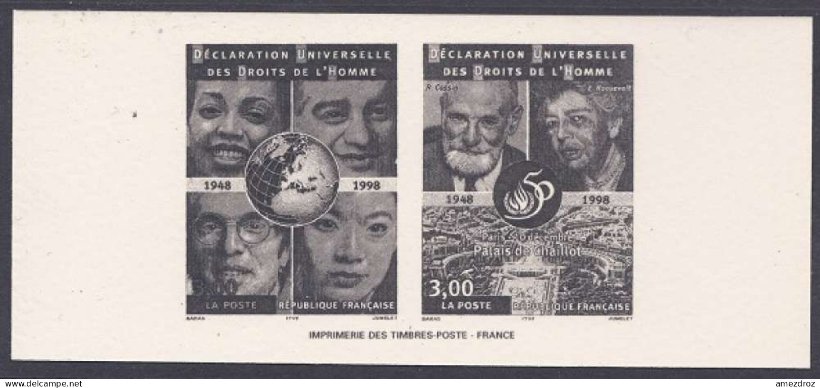 France Gravure Officielle - Déclaration Universelle Des Droits De L'homme (4) - Documents Of Postal Services