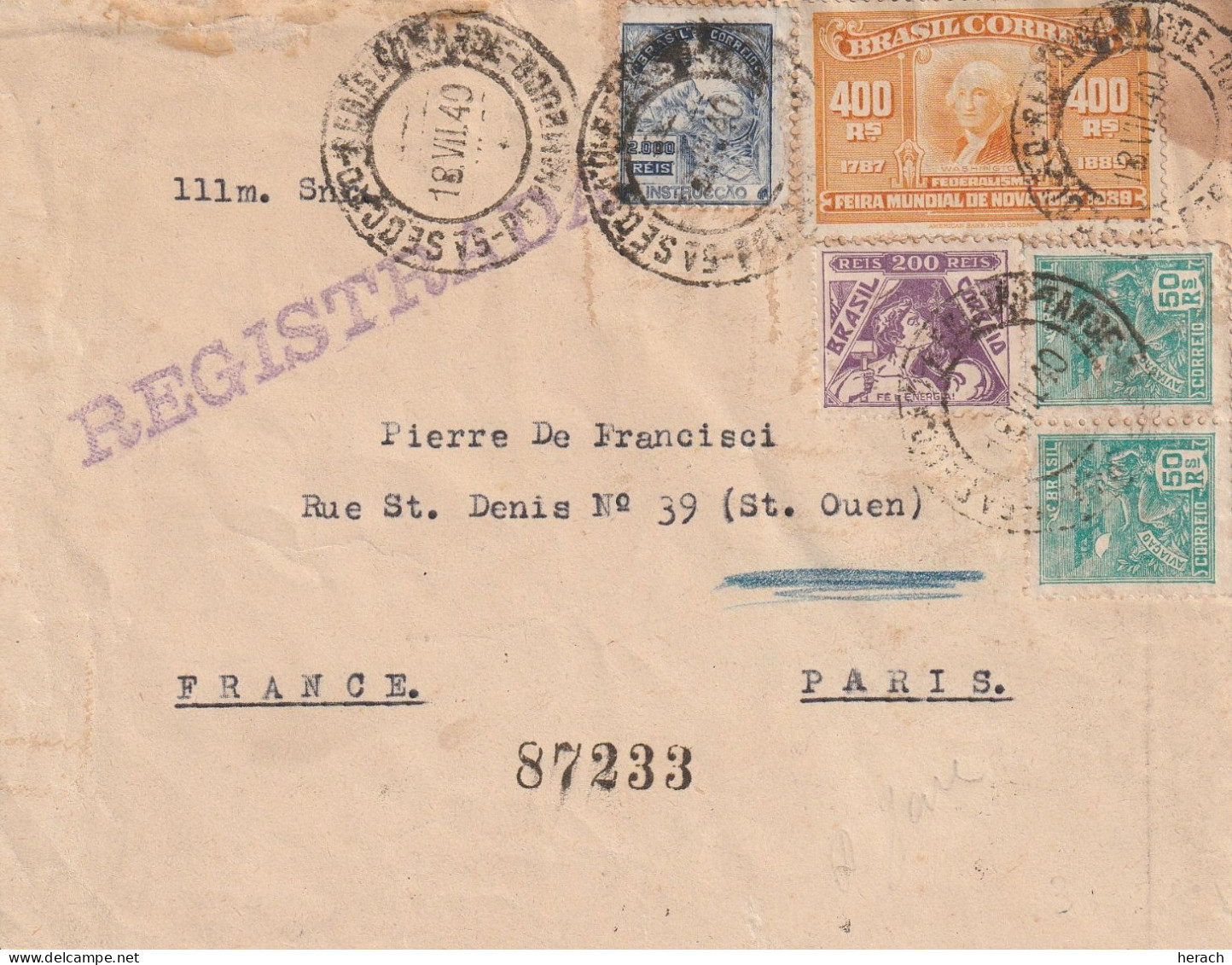 Brésil Lettre Pour La France 1940 - Storia Postale