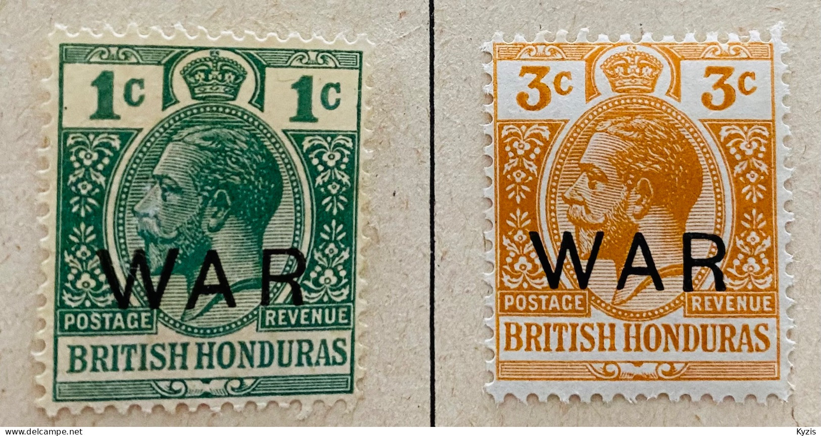 GRANDE-BRETAGNE - GB - Timbres Du Honduras - 1918 - King George 5 - 1C/3C - Surimpression GUERRE MLH - British Honduras (...-1970)