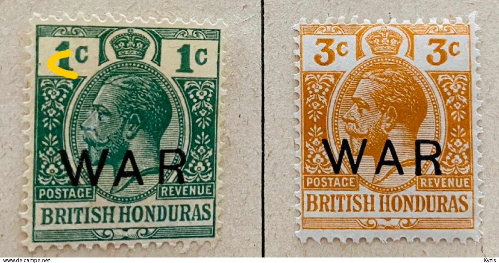 GRANDE-BRETAGNE - GB - Timbres Du Honduras - 1918 - King George 5 - 1C/3C - Surimpression GUERRE MLH - Honduras Britannique (...-1970)