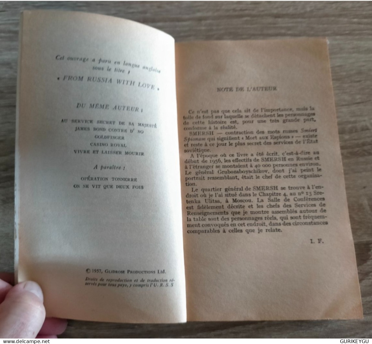 Livre Ian Fleming - James Bond 007 : Bons Baisers De Russie  Plon 1964 - Acción