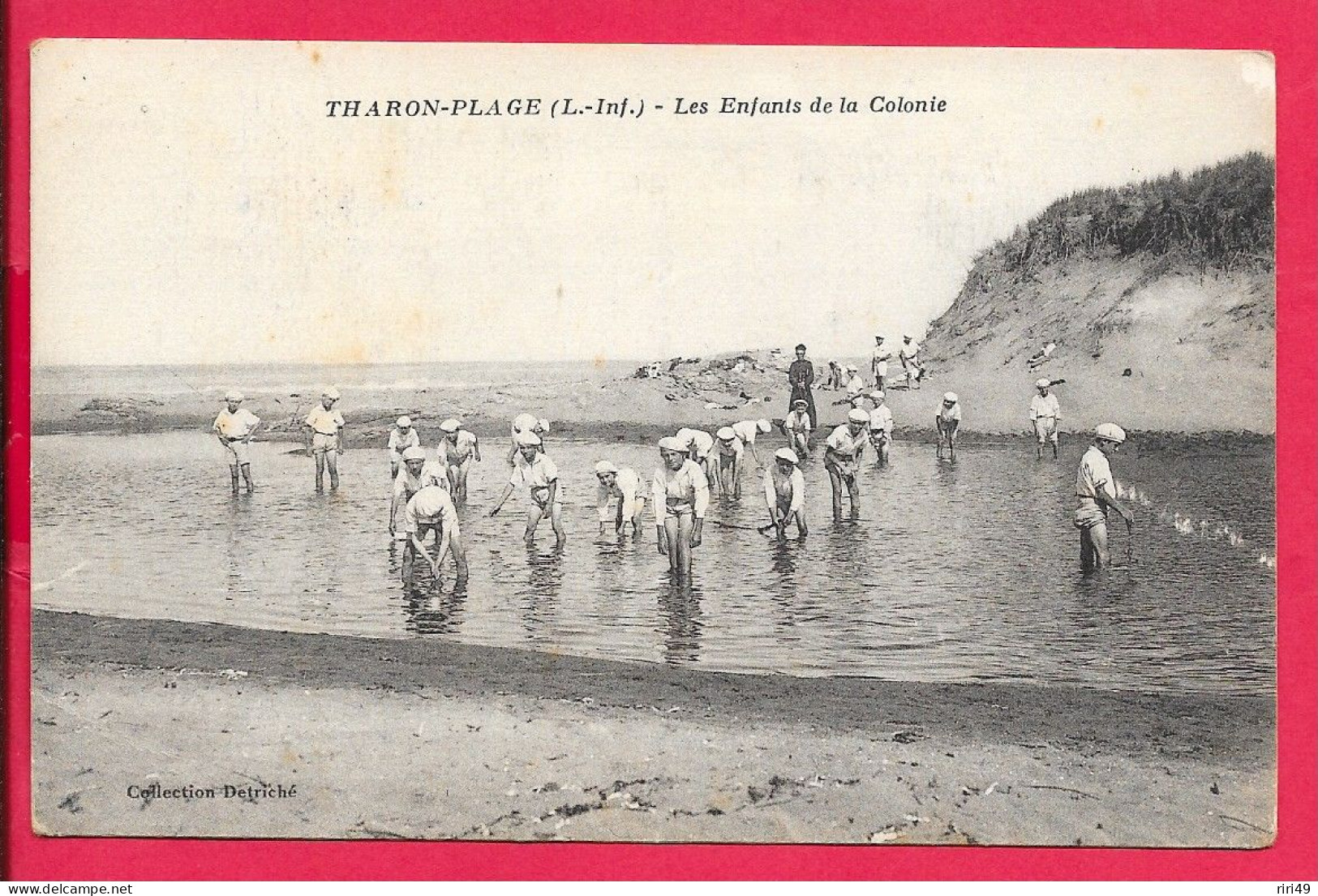 Cpa 44 THARON-PLAGE, Les Enfants  De La Colonie, Collection Détriché,  Animée,  Dos Vierge Et Divisé, VOIR SCANNE - Tharon-Plage