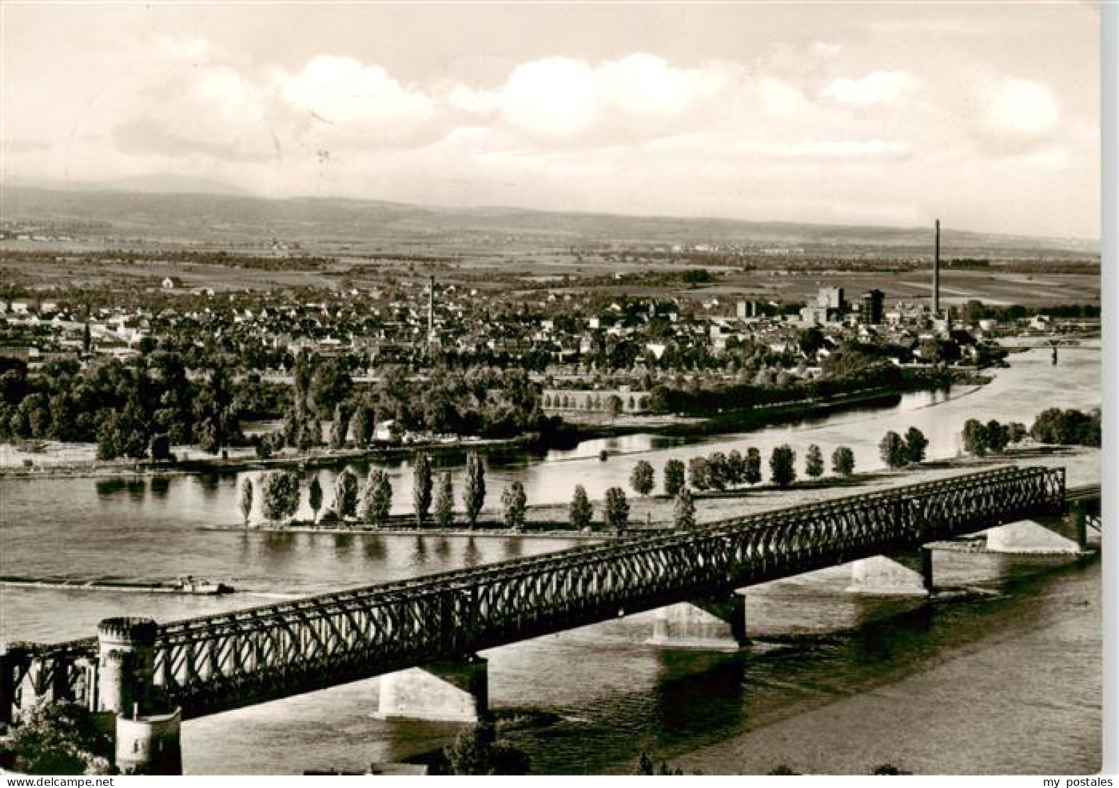 73888013 Mainz  Rhein Mainmuendung Mit Blick Nach Mainz Kostheim  - Mainz