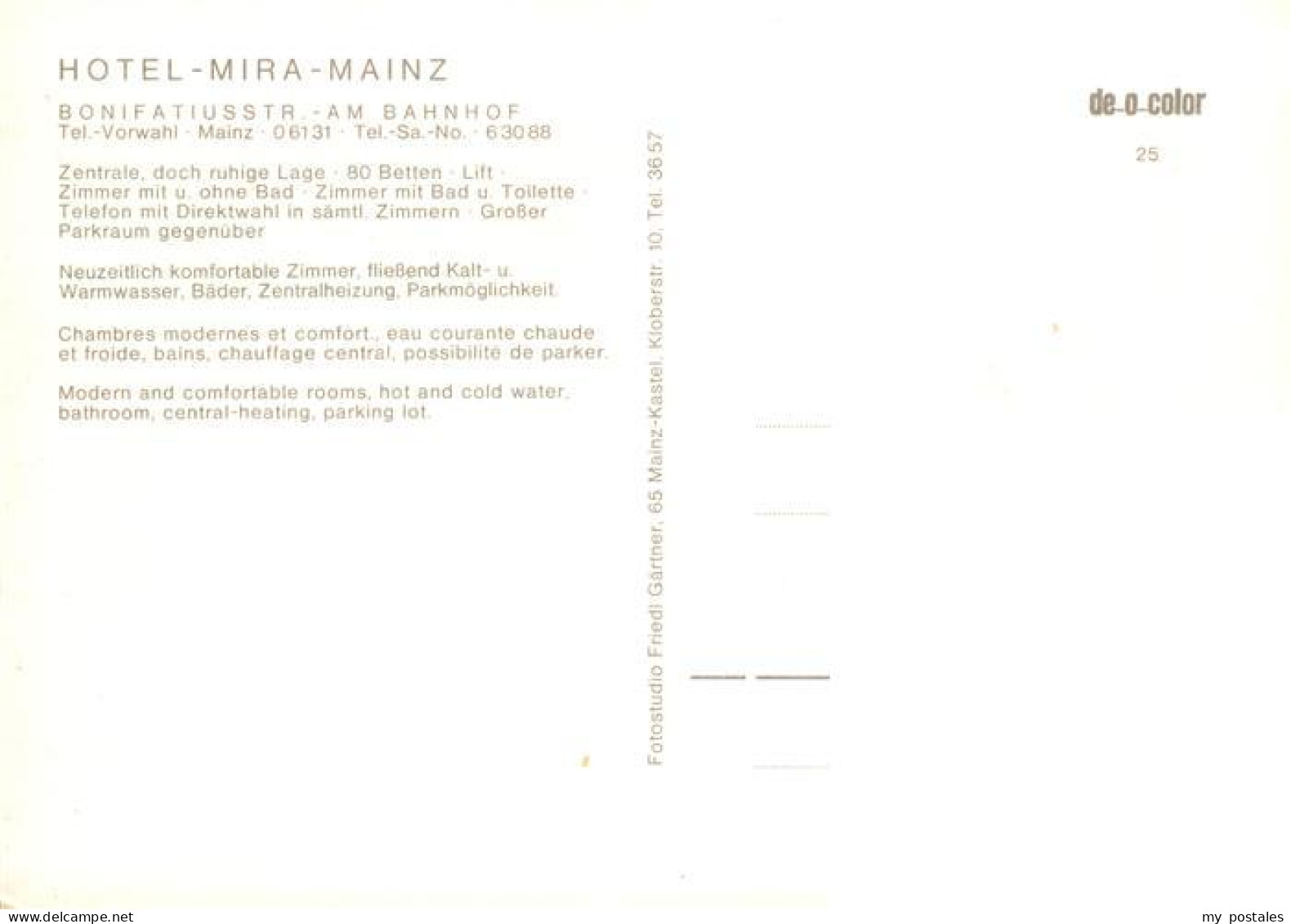 73887953 Mainz  Rhein Hotel Mira Gastraeume  - Mainz