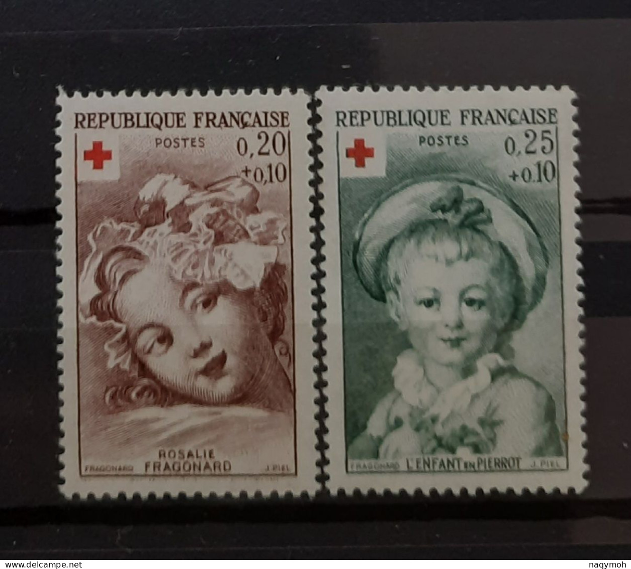 France Yvert 1366-1367** Année 1962 Paire Croix Rouge MNH. - Unused Stamps