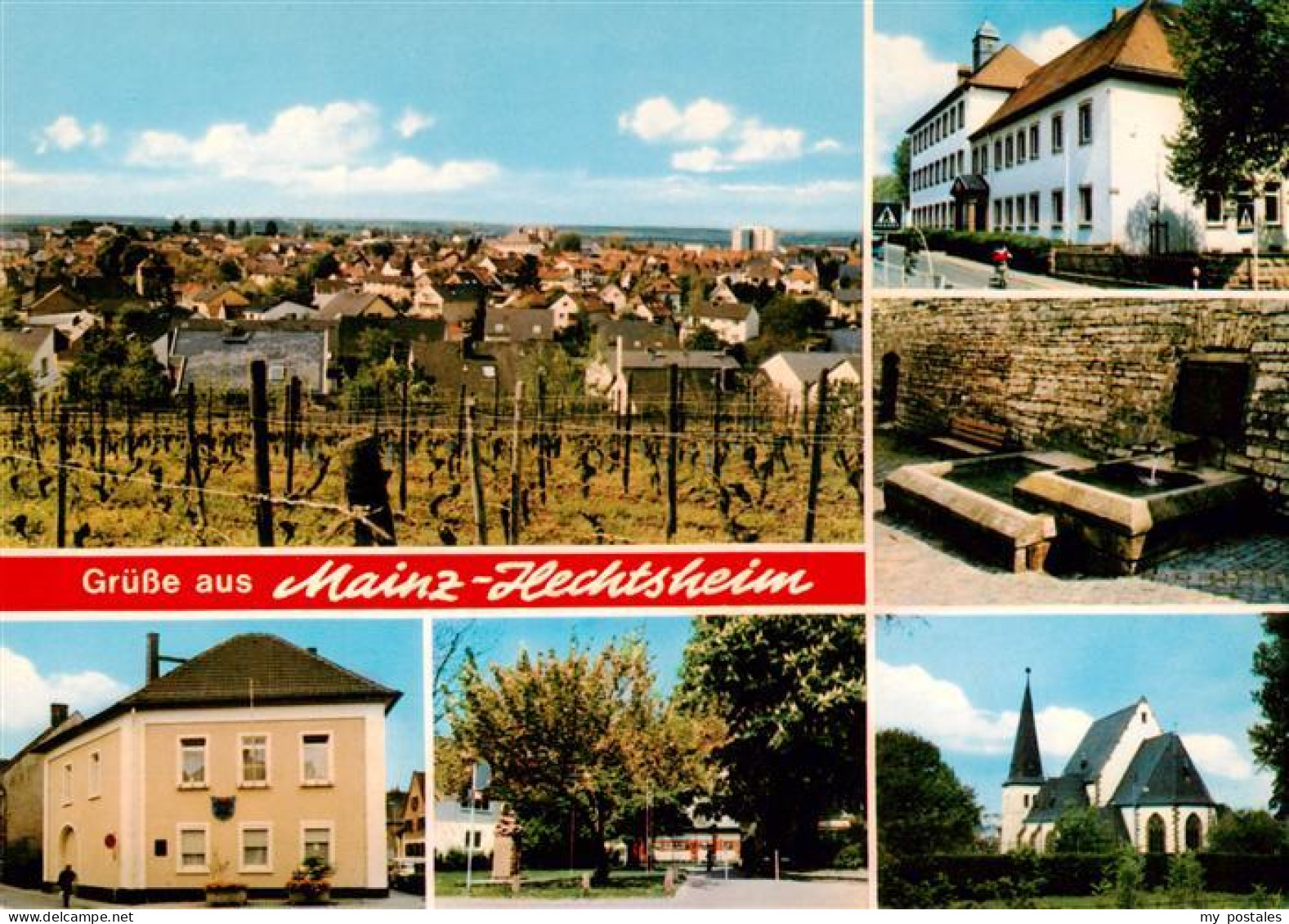 73887939 Hechtsheim Mainz Panorama Geschenkhaus Fuchs Brunnen Park Kirche  - Mainz