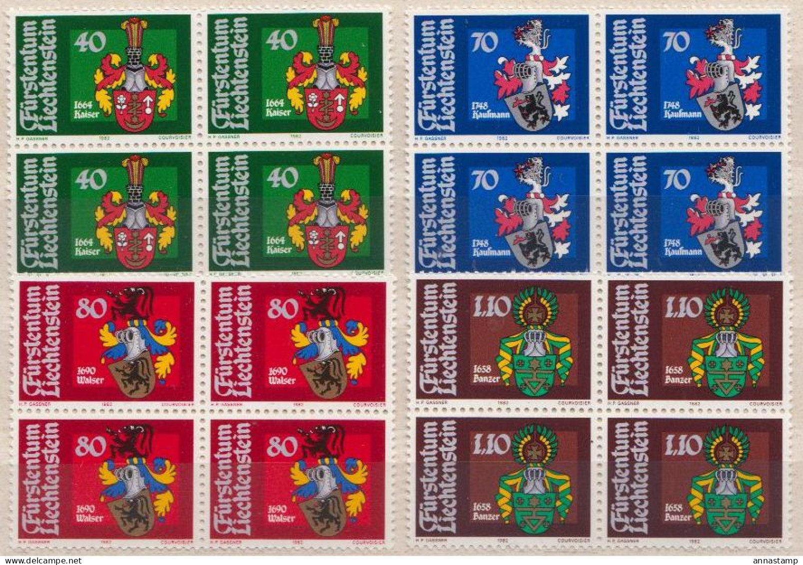 Liechtenstein MNH Set In Blocks Of 4 Stamps - Briefmarken