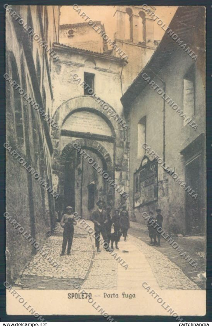 Perugia Spoleto Porta Fuga MACCHIA STRAPPINI SCOLLATA Cartolina ZB5920 - Perugia