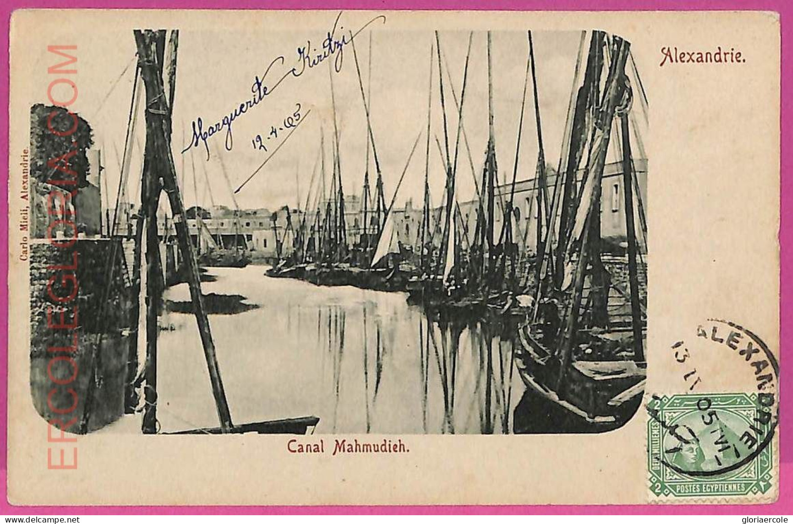 Ag2924 - EGYPT - VINTAGE POSTCARD - Alexandrie - 1905, Canal Mahmudieh - Alexandria