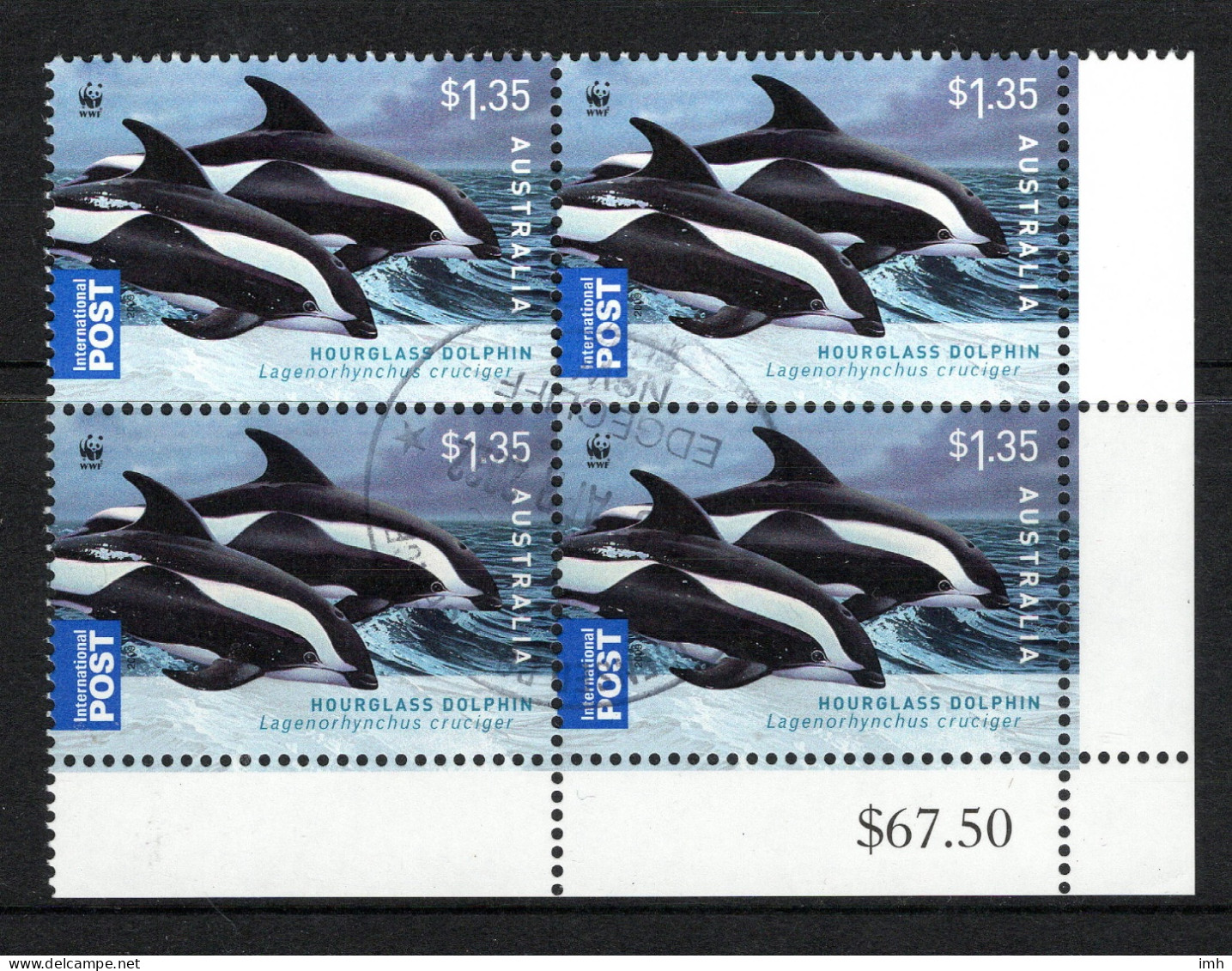 2009 Australia  Dolphins Of The Australian Coastline.  $1.35 Value In A Block Of Four,     Fine Used - Usados