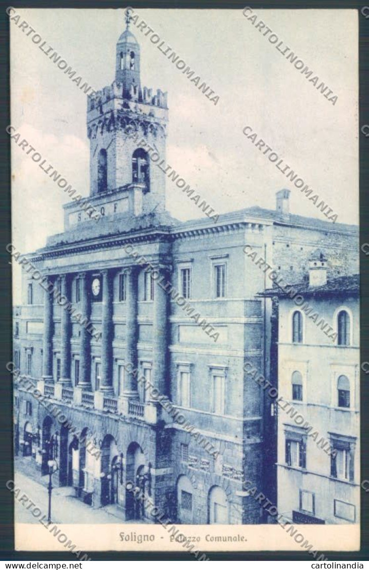 Perugia Foligno Palazzo Comunale PIEGHINA Cartolina ZB5955 - Perugia