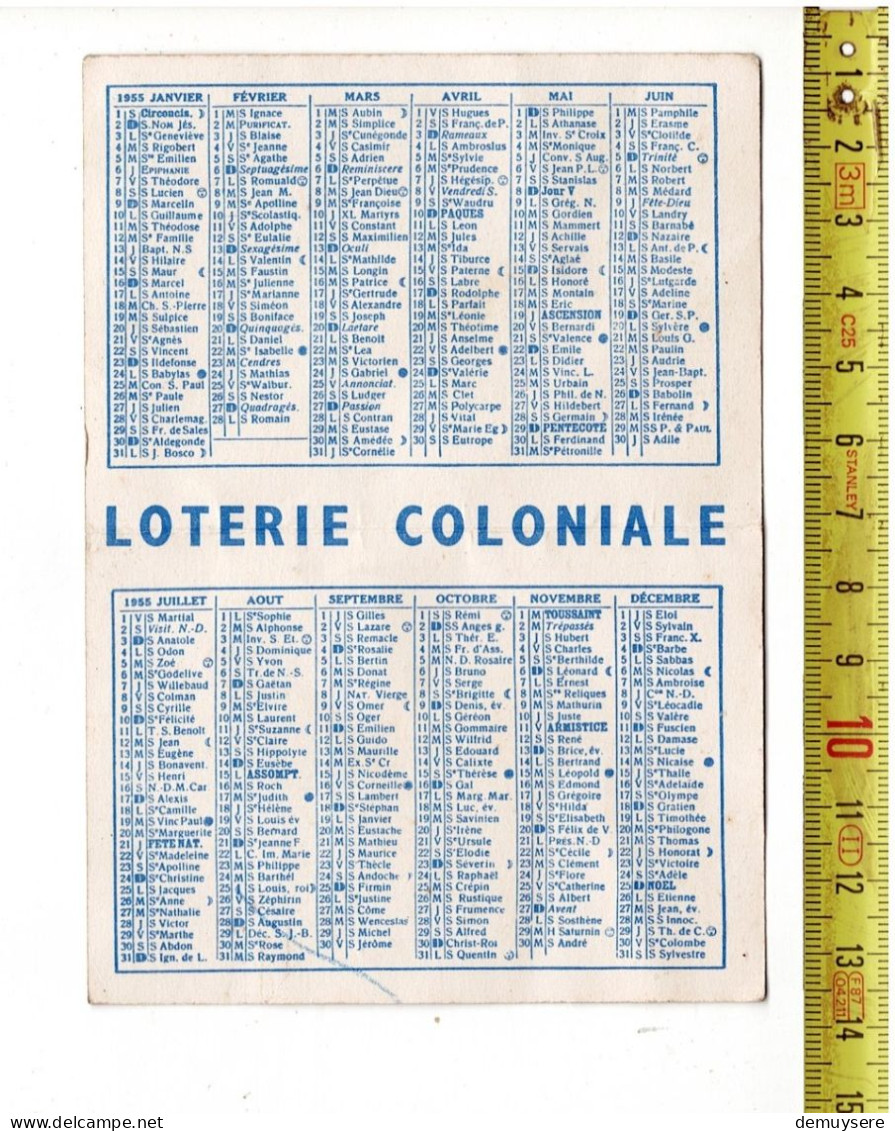 0404 25 - KL 5308 LOTERIE COLONIALE CALENDRIER 1955 - Small : 1941-60