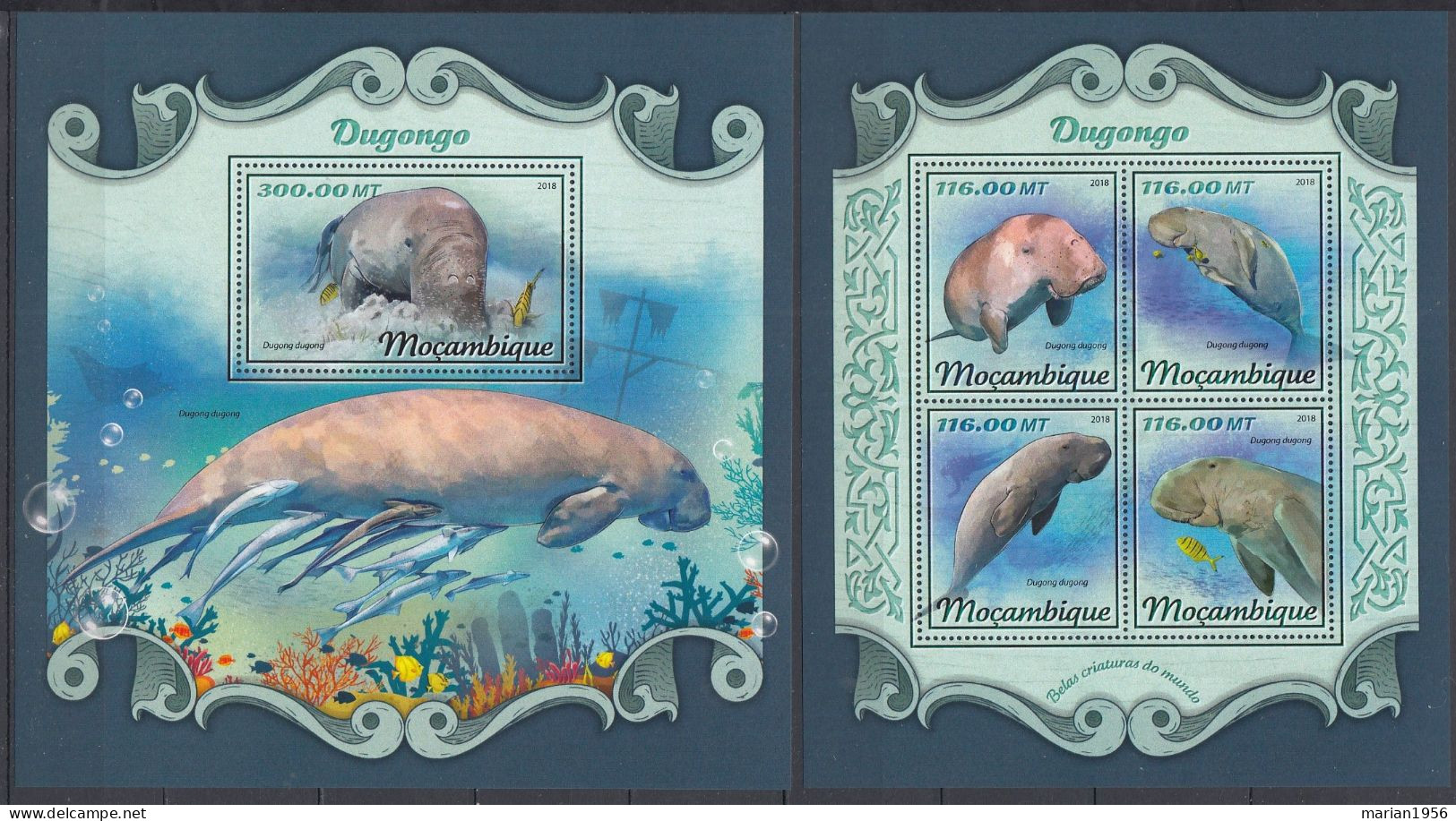 Mozambique 2018 - DUGONG - BL + BF  - MNH - Michel 42 Eur. - Other & Unclassified