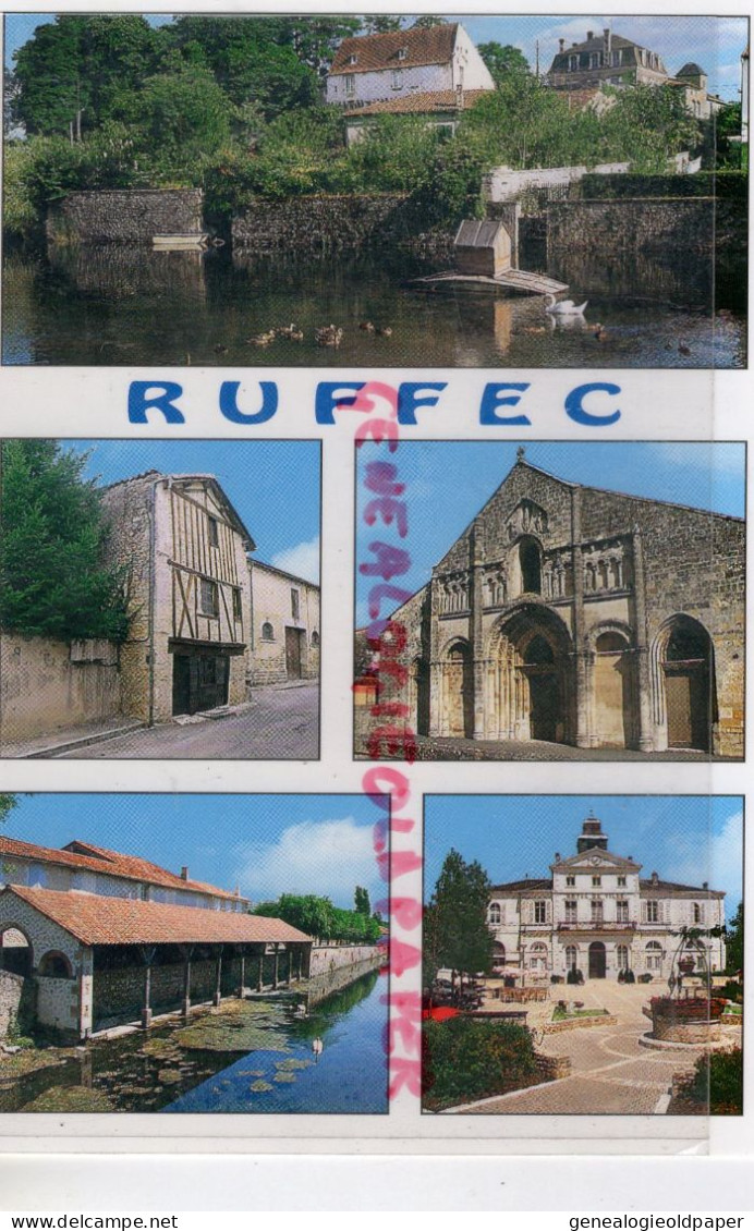16- RUFFEC -  EGLISE- CHATEAU ET BORDS DU LIEN- RUE FRANCOIS ALBERT -HOTEL DE VILLE - Ruffec