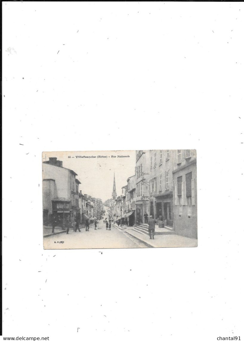 CARTE POSTALE 69 VILLEFRANCHE SUR SAONE RUE NATIONALE - Villefranche-sur-Saone