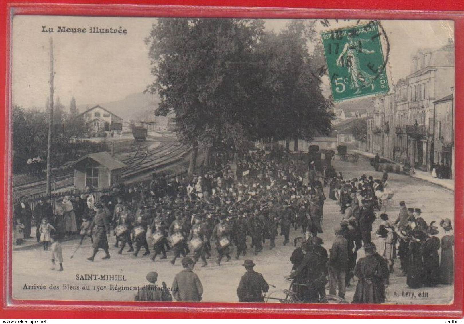 Carte Postale 55. St-Mihiel  Arrivée Des Bleus Au 150è Régiment D'Infanterie  La Gare  Très Beau Plan - Saint Mihiel