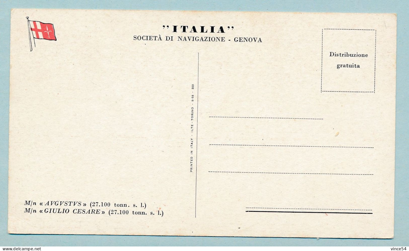 M/n AUGUSTUS - M/n GIULIO CESARE - "ITALIA" - Societa Di Navigazione - Genova - Dampfer