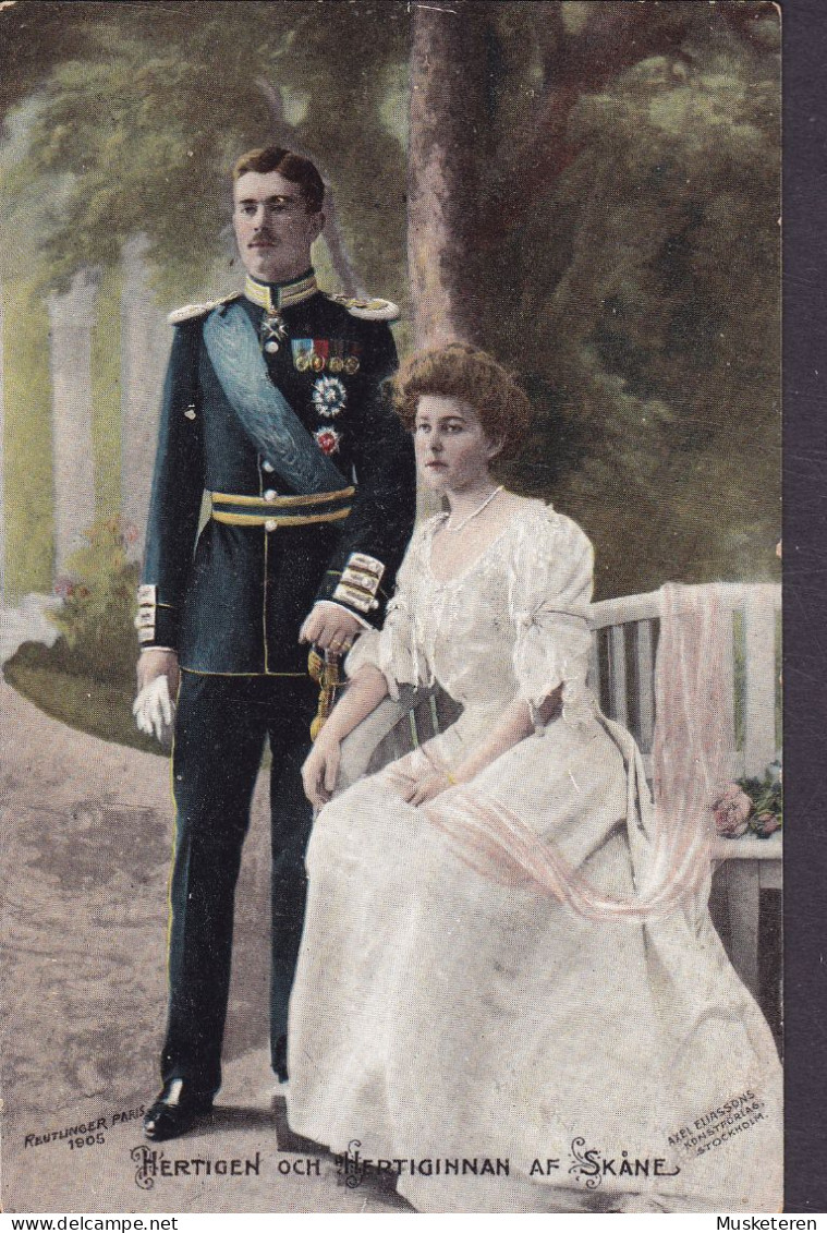 Sweden PPC Hertigen Och Hertiginnan Af Skåne Reutlinger Paris 1905. Axel Eliassons Konstförlag, Stockholm (2 Scans) - Royal Families