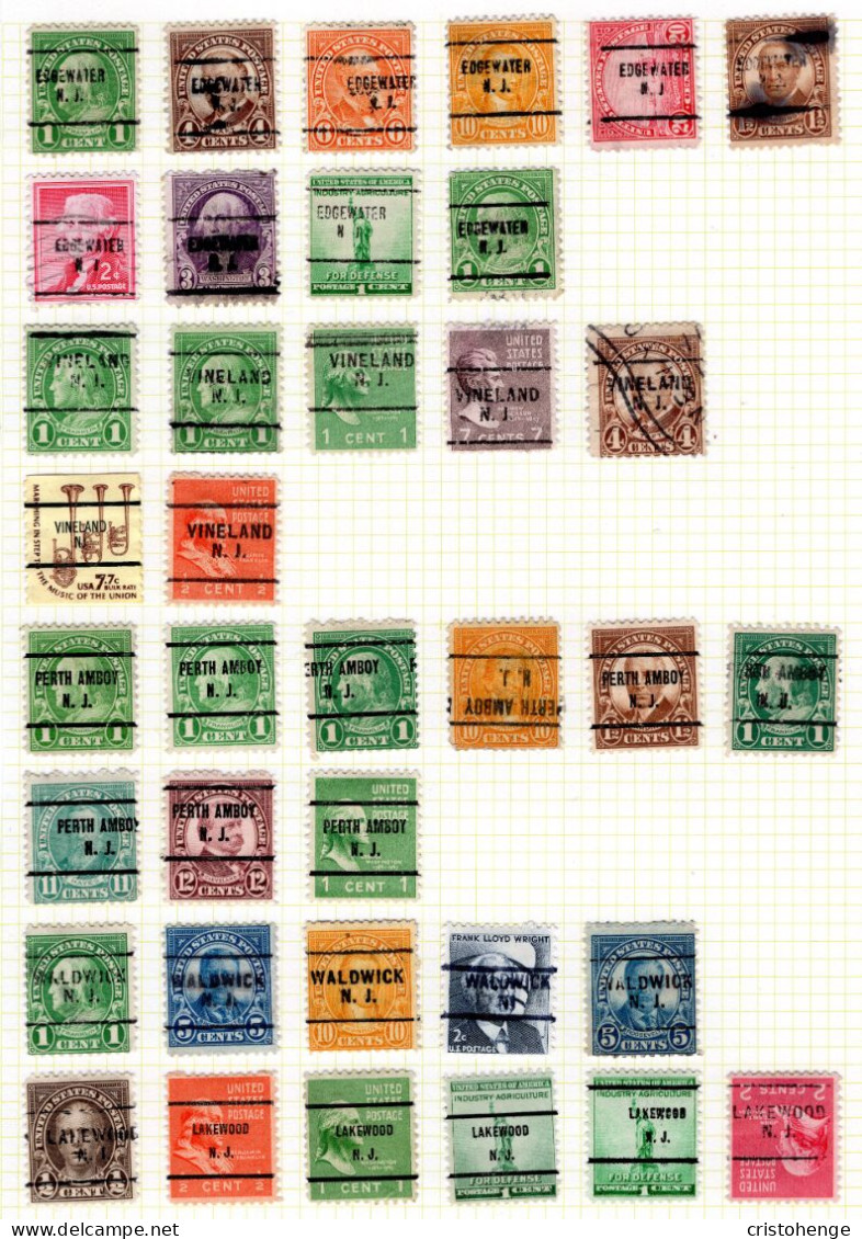 USA Precancel - New Jersey - Various Towns & Cities Collection Of 200+ On Leaves - Préoblitérés