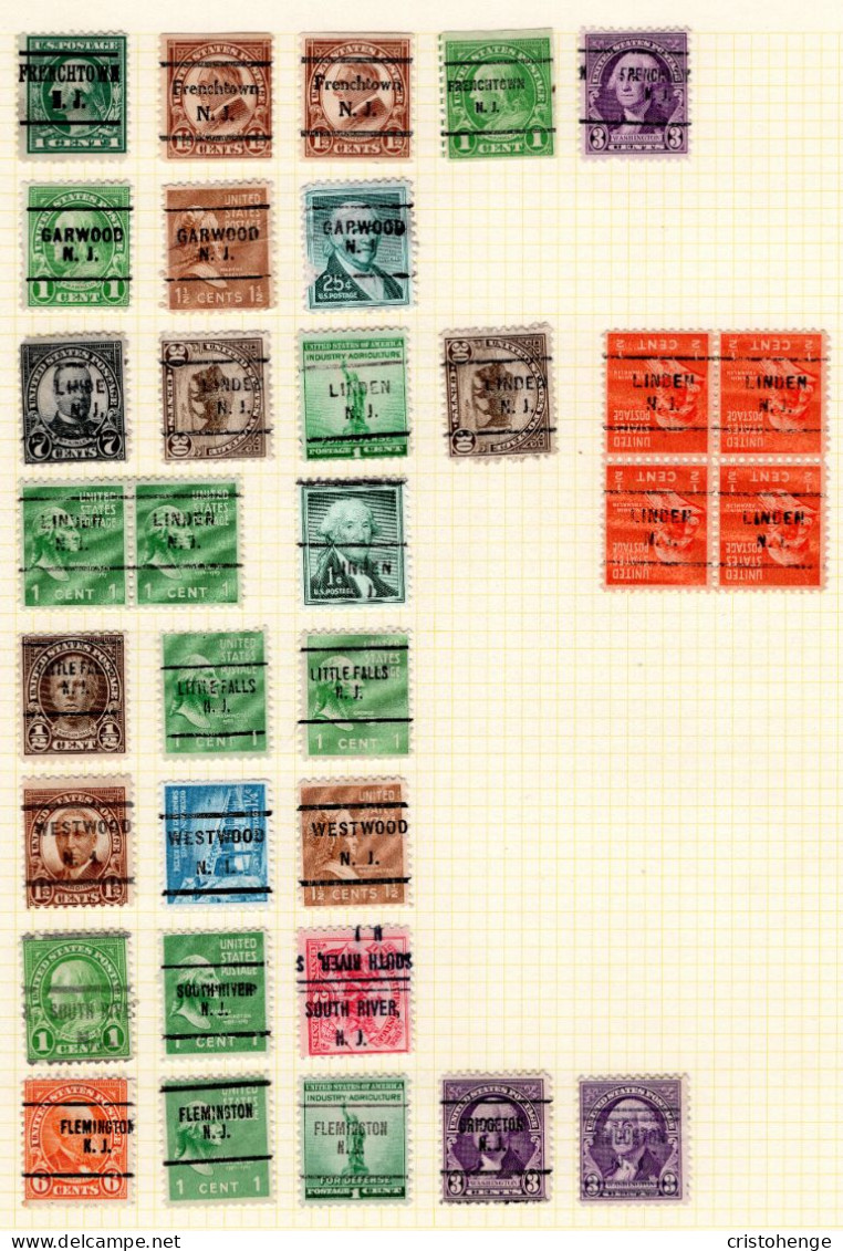 USA Precancel - New Jersey - Various Towns & Cities Collection Of 200+ On Leaves - Préoblitérés