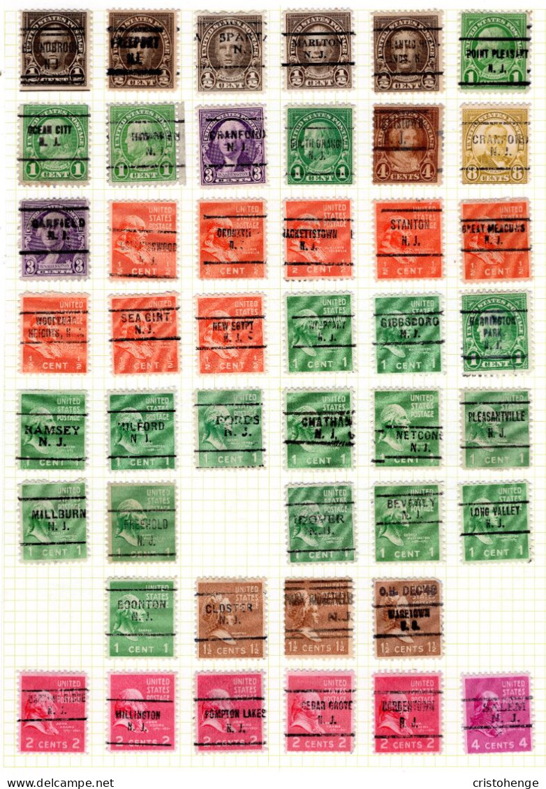 USA Precancel - New Jersey - Various Towns & Cities Collection Of 200+ On Leaves - Préoblitérés