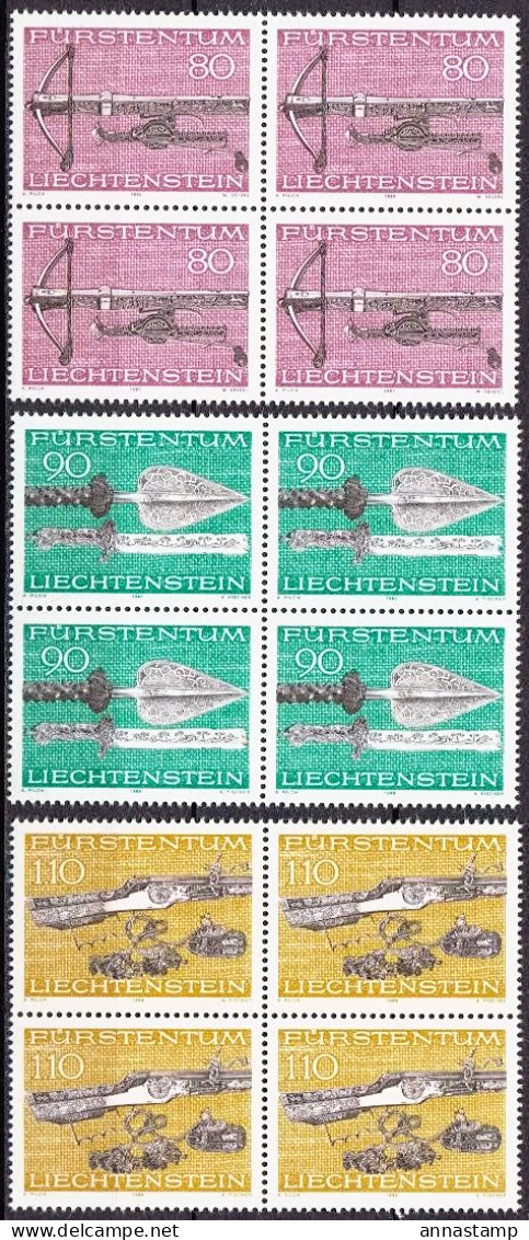 Liechtenstein MNH Set In Blocks Of 4 Stamps - Militaria