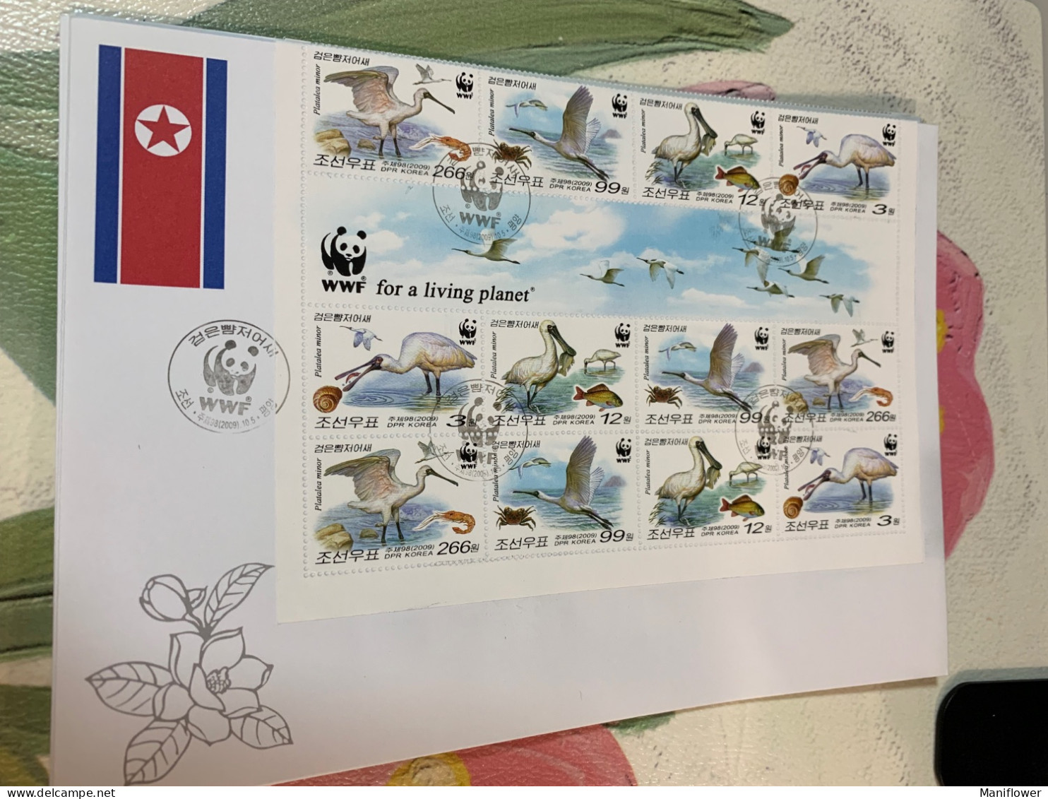 Korea Stamp Sheet Lighthouse 2009 Perf Shrimp Crabs Shell Owl Birds WWF - Korea, North