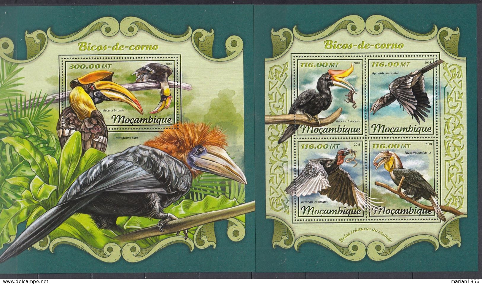 Mozambique 2018 - Oiseaux - TETONS COCU - BL + BF  - MNH - Michel 42 Eur. - Andere & Zonder Classificatie