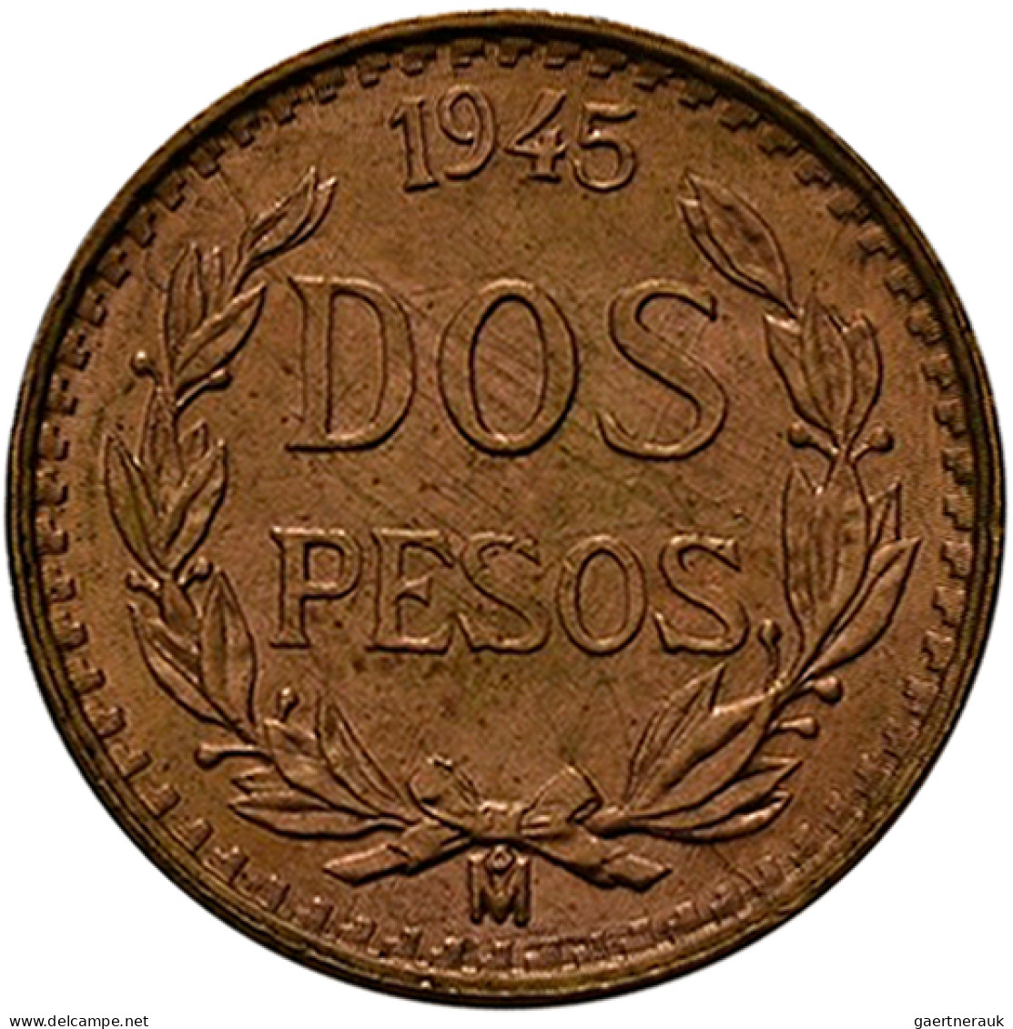 Mexiko - Anlagegold: Dos Pesos 1945 (2 Pesos), KM# 461. Lot 3 Stück, Je 1,67 G 9 - México