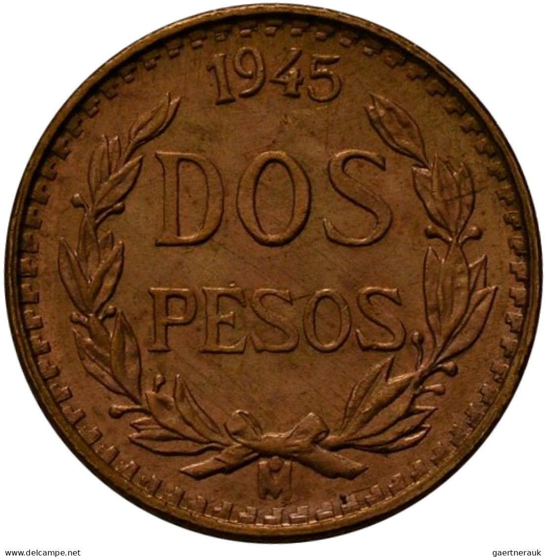 Mexiko - Anlagegold: Dos Pesos 1945 (2 Pesos), KM# 461. Lot 3 Stück, Je 1,67 G 9 - Mexique