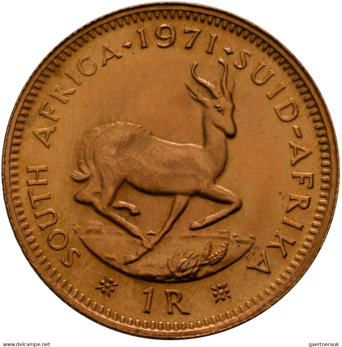 Südafrika - Anlagegold: 1 Rand 1971, KM# 63, Friedberg 12. 3,99 G, 917/1000 Gold - Afrique Du Sud