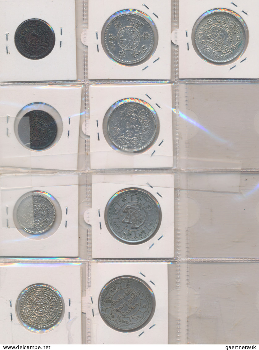 Tibet: Lot 9 Münzen Aus Tibet, Davon 7 X Silber Und 2 Kupfer; Selten Angeboten, - Andere - Azië