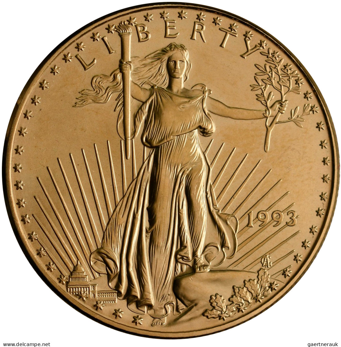 Vereinigte Staaten Von Amerika - Anlagegold: 50 Dollars 1993, 1 OZ American Eagl - Andere & Zonder Classificatie