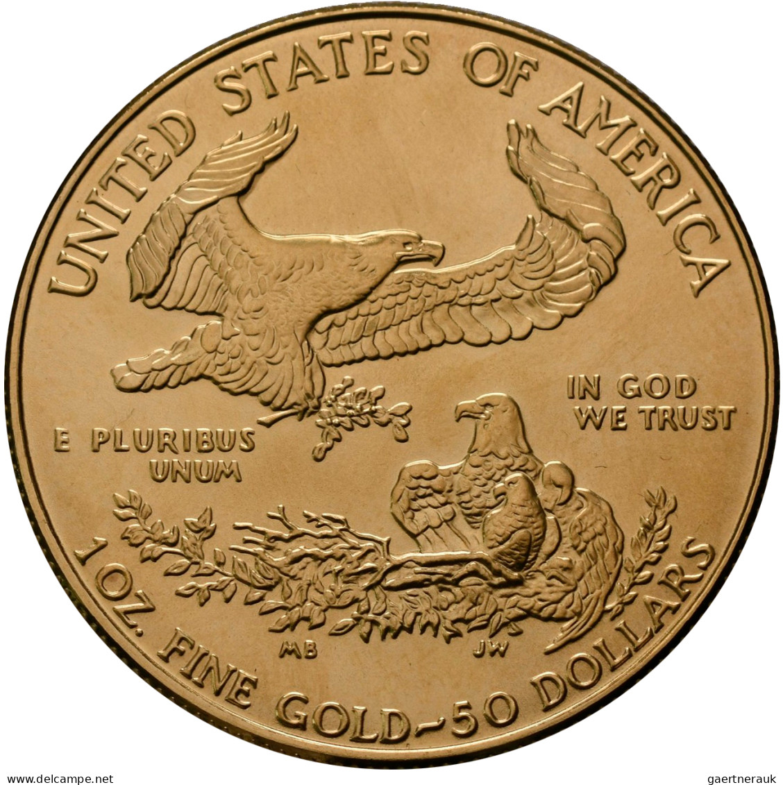 Vereinigte Staaten Von Amerika - Anlagegold: 50 Dollars 1993, 1 OZ American Eagl - Andere & Zonder Classificatie